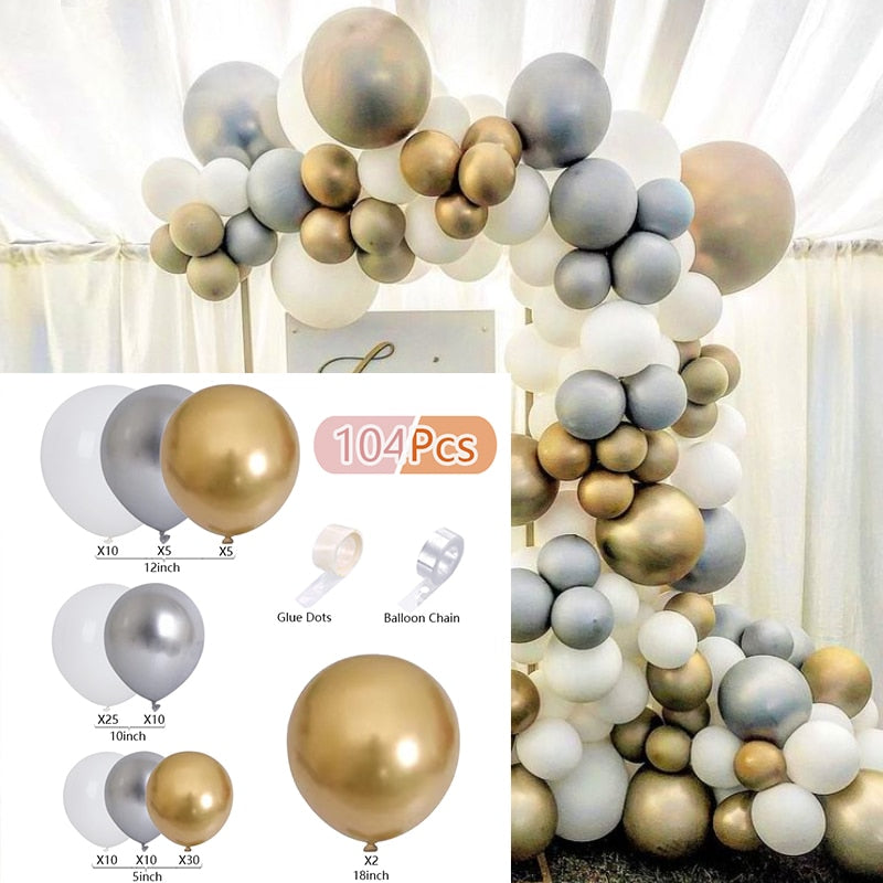 Pcs Balloons Arch Set White Silver Gold Balloon Garland Baby Baptism Shower Birthday Party Wedding Decoration Inflatable Decorations