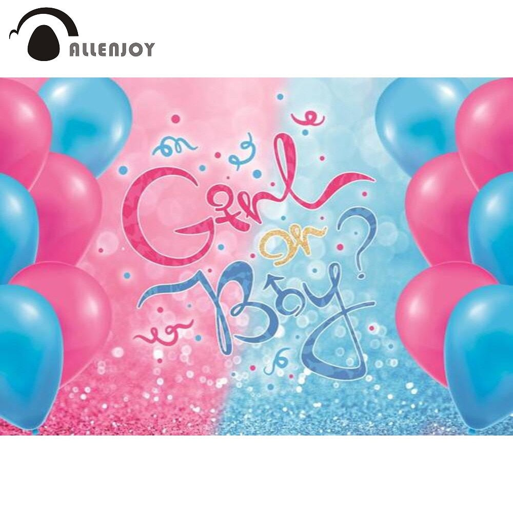 Girl or Boy Birthday Gender Reveal Party Backdrop Balloons Glitter Dots Baby Shower Photography Props Background PartyDecorHQ