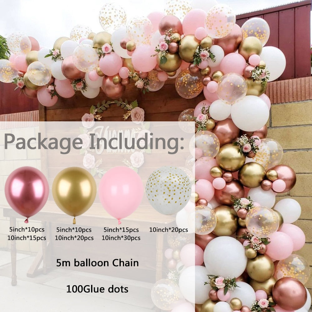 set White Gold Balloons Garland Arch Kit Dot Chrome Metallic Latex Ballon Wedding Birthday Party Decor Baby Shower Globos Inflatable Decorations