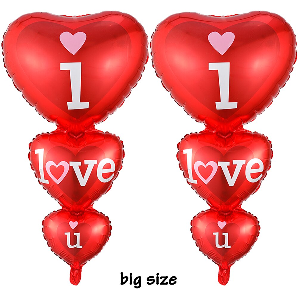 Pcs Red Heart Balloons Foil Heart-to-heart Anniversary Wedding Decorations Valentines Day Gifts Bridal Party Backdrop 