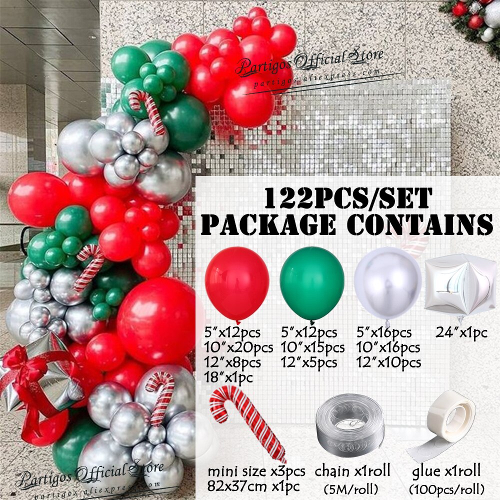 Pcs Red Green Christmas Balloons Garland Arch Chain Candy Canes Foil Balloon Xmas New Year Decorations Navidad Inflatable Party