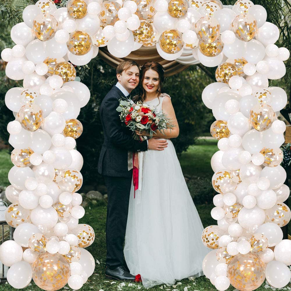 Pcs Party Balloons Garland Arch Kit Wedding Decorations Girl White Gold Latex Reusable Supplies 