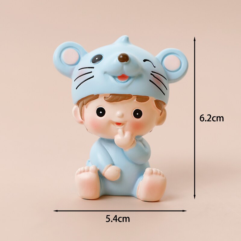 Mouse Boy Girl Windmill Pink Blue Cake Topper Kids Happy Birthday Party Decoration Baby Shower Supplies Lovely Gifts 