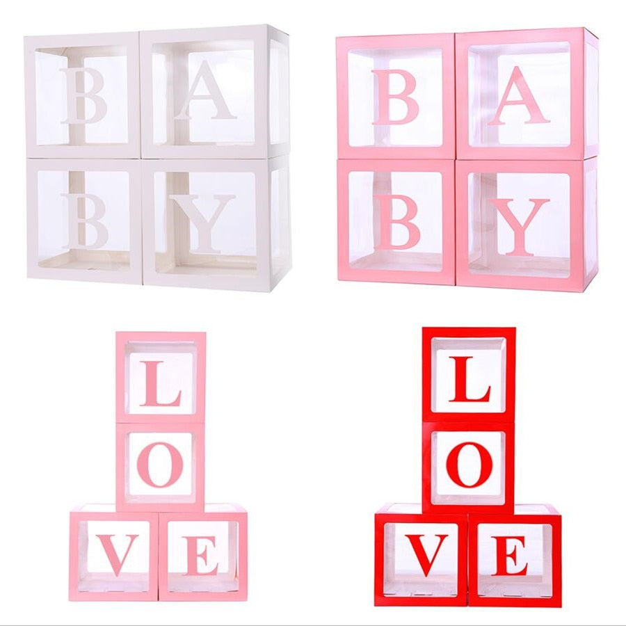 pcs/Set Alphabet Transparent packing Box Latex Balloon Baby Love Wedding Birthday Party Decor Shower 