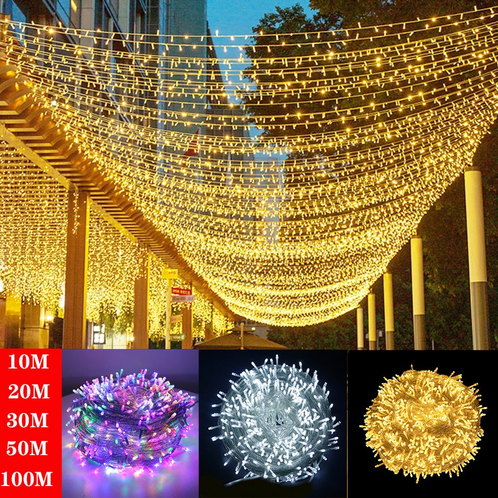 Fairy Lights M- Led String Garland Christmas Light Waterproof Tree Home Garden Wedding Party Outdoor Indoor Decoration Inflatable Decorations