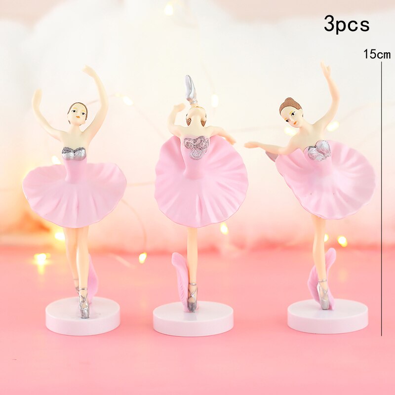 White Pink Ballet Girls Decoration Hook Ribbon Happy Birthday Cake Topper Wedding Bride Party Supplies Baking Decor Gifts 