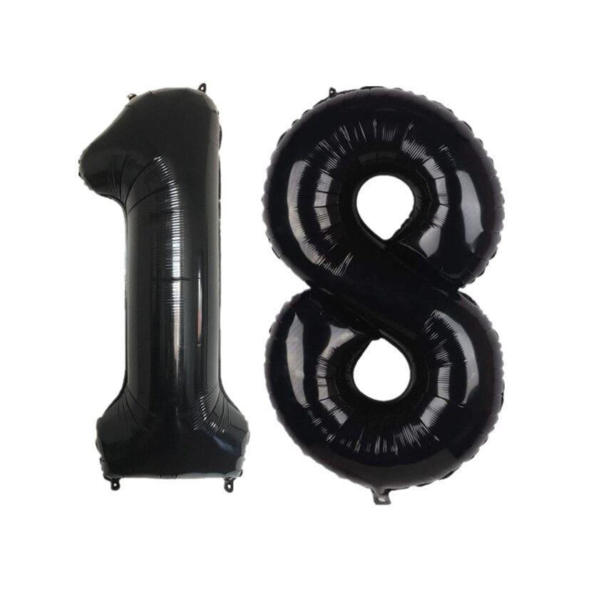 pcs inch Black Number Balloons Digit Foil Balloon Kids Adult Birthday Party Decorations Globos Anniversary Balaos 