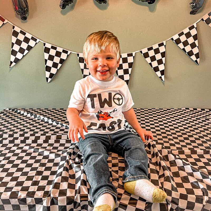 Two fast one race car shirt Racing racecar themed boy 1st 2nd first second birthday party decoration gift present Photo props PartyDecorHQ