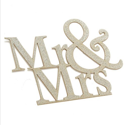 1PCS Mr&Mrs Romantic Shiny Cake Topper Wedding Party Top Letter Decor DIY Engagement Gifts Letter Cake Decoration PartyDecorHQ