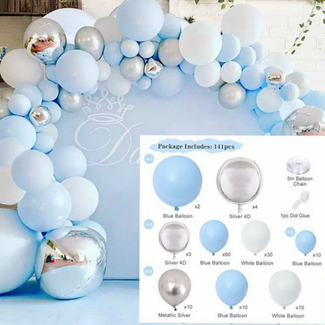 Blue Macaron Balloon Garland Arch Kit Birthday Party Decor Foil Latex Ballon Wedding Baby Shower Kids Baloon Inflatable Decorations