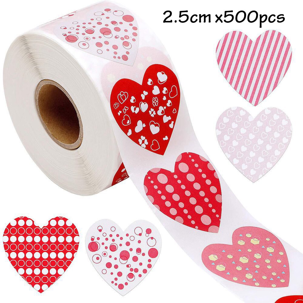 CM Pcs Heart Shaped Valentines Day Stickers Grid Pattern Packing Wedding Party Decorations Handmade Cookies Bags 