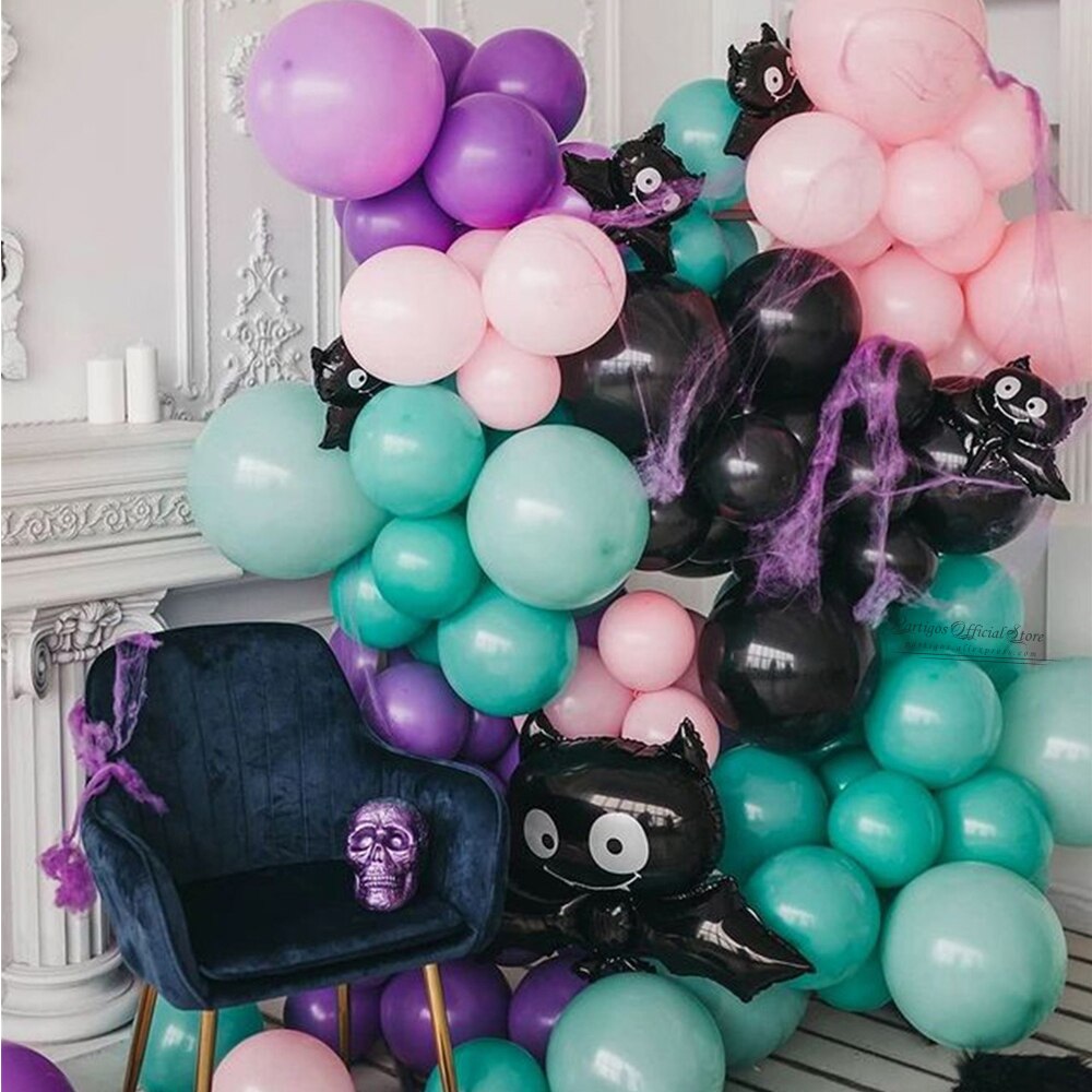 Pcs Halloween Black Purple Spider Balloons Garland Kit Arch Chain Cartoon Globos Decorations Home Kid Toy Inflatable Party