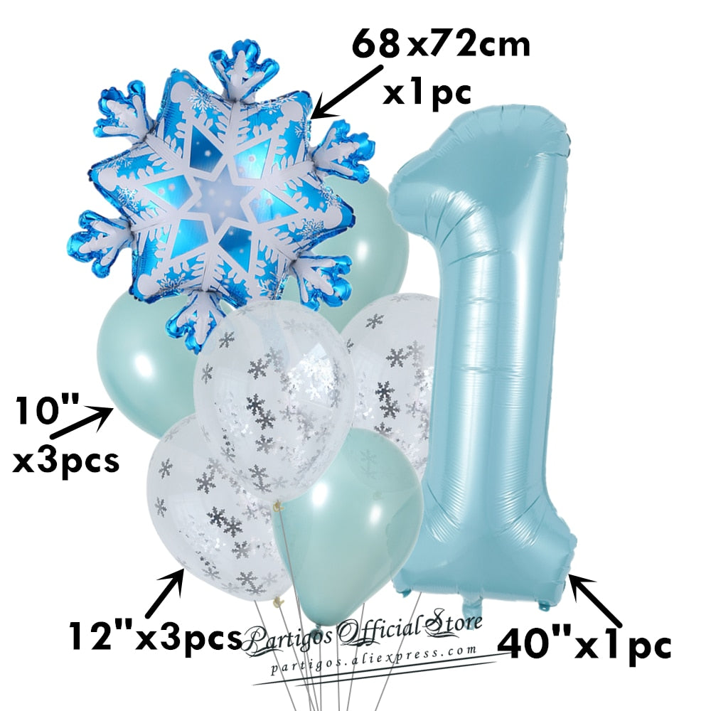 set Mix Snowflake Foil Balloons inch Ice blue number ballons Winter ice snow Party Birthday party Decoration Elsa Ballon 