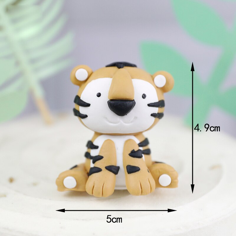 Jungle Safari Animals Birthday Party Cake Topper Soft pottery Panda Tiger Elephant oh baby year Decoration Supplies Gift 