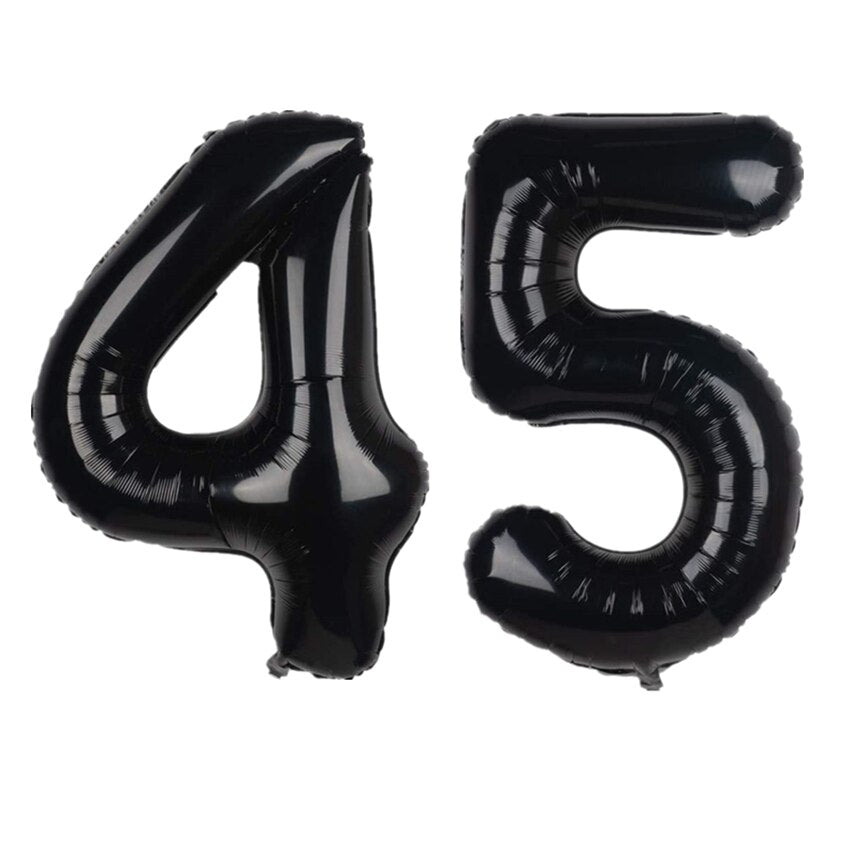 pcs inch Black Number Balloons Digit Foil Balloon Kids Adult Birthday Party Decorations Globos Anniversary Balaos 