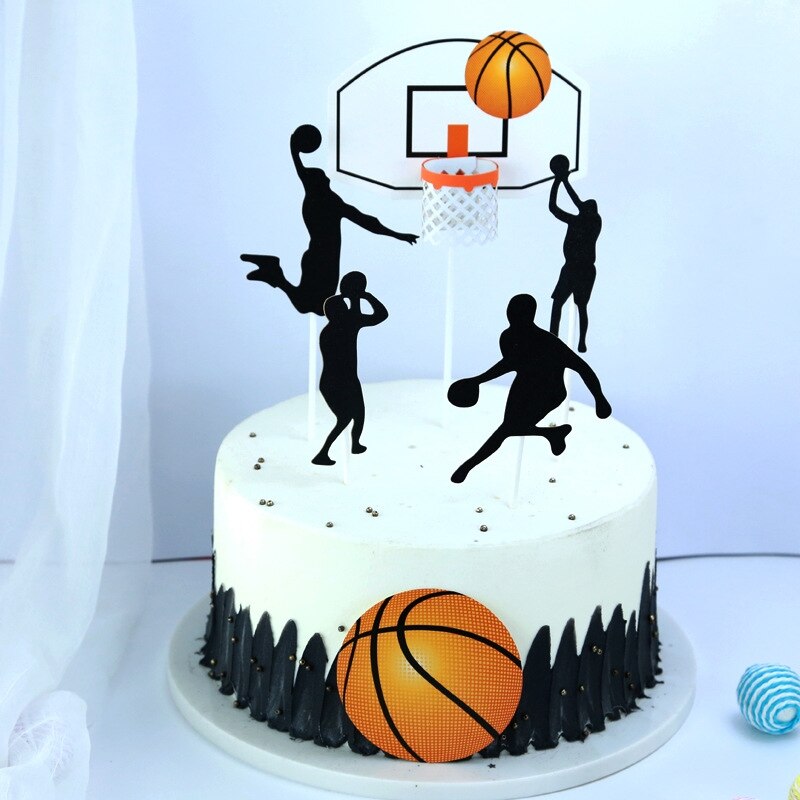 pcs Paper glitter basketball Cake Toppers Basketball player cake dessert Adorn card Flags Decor Baking DIY Party Supplies 