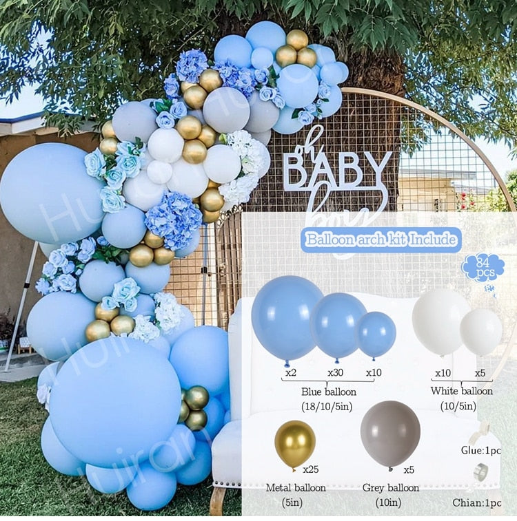 Blue Macaron Balloon Garland Arch Kit Birthday Party Decor Foil Latex Ballon Wedding Baby Shower Kids Baloon Inflatable Decorations