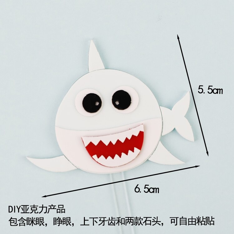 Cake Decoration Marine Animal Series Cute Shark Children's Gift Dessert Table Dress Toppers Happy Birthday 