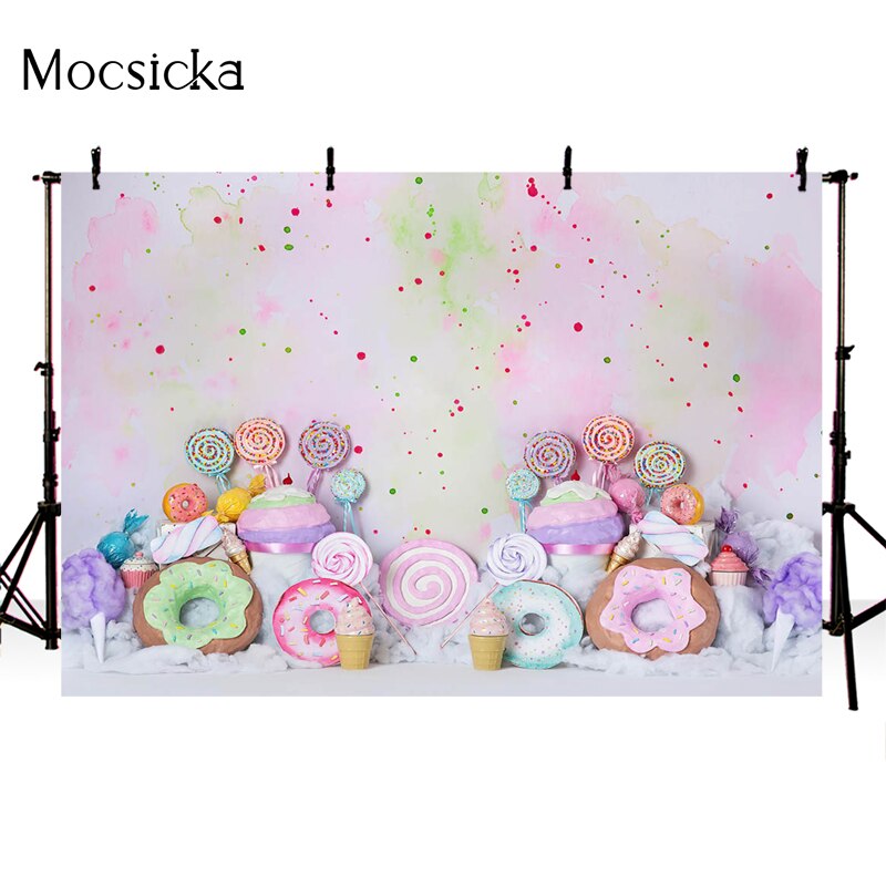 Donuts Candy Photography Background Newborn Shower Cake Smash Photo Backdrop Birthday Party Decoration Studio Props Banner 