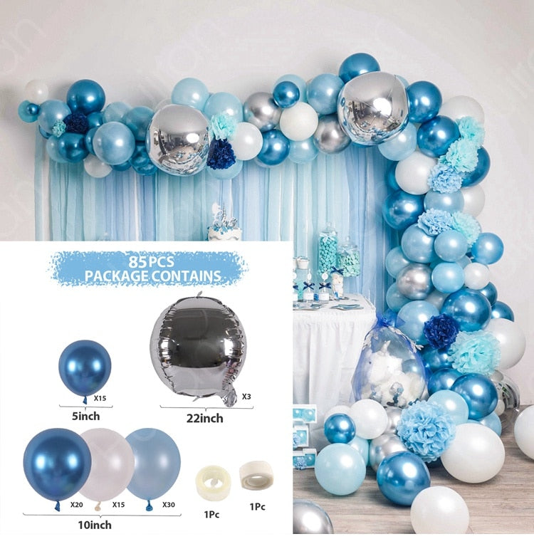 Blue Macaron Balloon Garland Arch Kit Birthday Party Decor Foil Latex Ballon Wedding Baby Shower Kids Baloon Inflatable Decorations