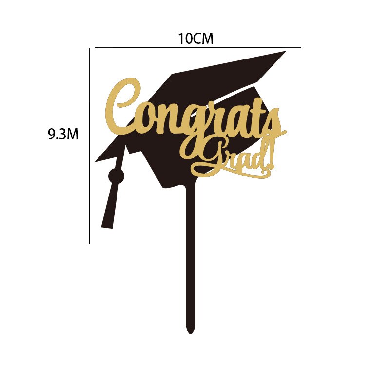 Student Hat Acrylic Graduation Cake Topper Black Transcript Bake Toppers Celebrate Decoration 