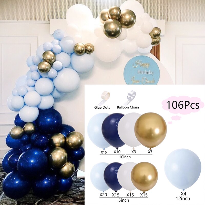 Pcs Balloons Arch Set Blue White Golden Balloon Garland Baby Baptism Shower Wedding Birthday Party Decoration Inflatable Decorations