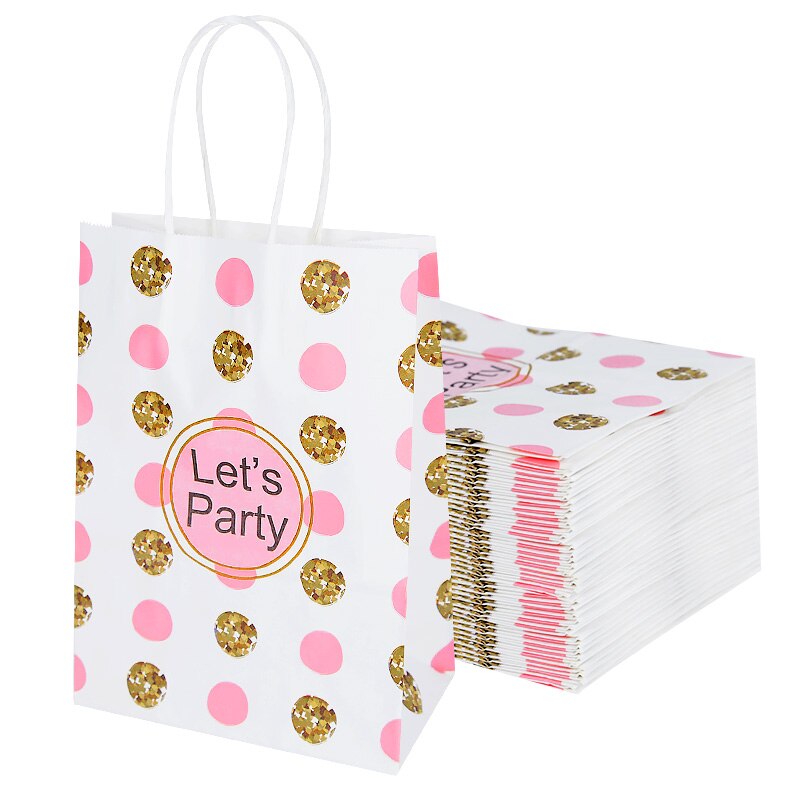 pcs Party Paper Bags Black Gold Pink Candy Gift Bag Handle Wedding Birthday Festival Favor Packaging 