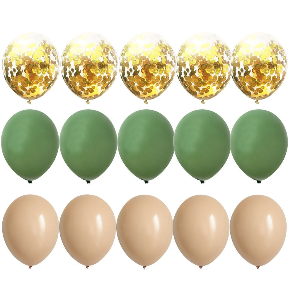 PCS inch Balloon Kit Retro Green White Gold Balls Birthday Wedding Anniversary Jungle Summer Party Decor Home Supplies 