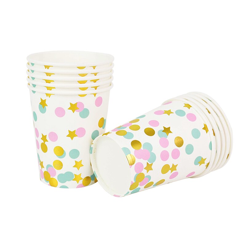 10pcs Party Disposable Paper Cups Colorful Dot Stripe Star Juice Cup Wedding Birthday Party Picnic Tableware Supplie Baby Shower PartyDecorHQ