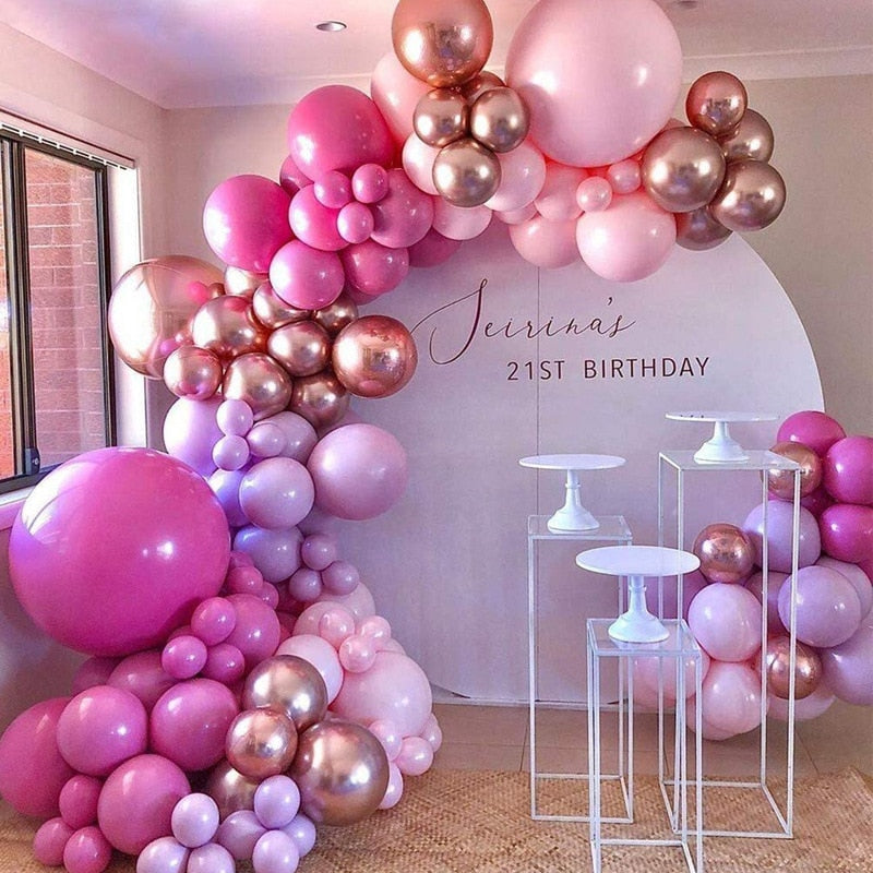 PCS Hot Pink Rose Gold Purple Balloon Garland Arch Kit Girls Birthday Wedding Baby Shower Party Decorations Inflatable