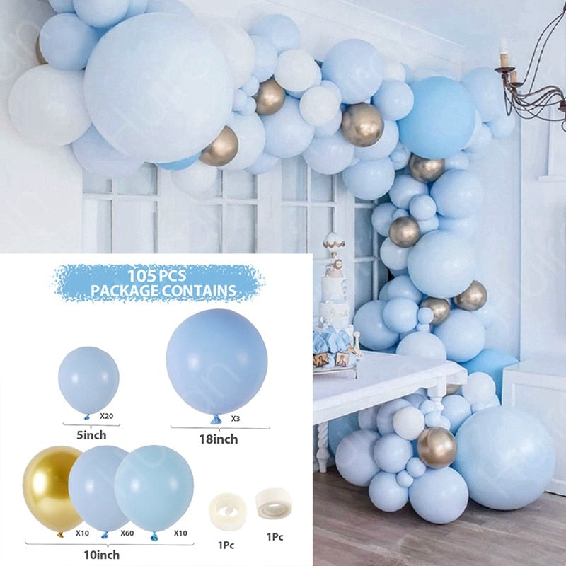 Blue Birthday Balloon Garland Baby Shower Globos Party Decor Kids Foil Balloons Balon st One Year 