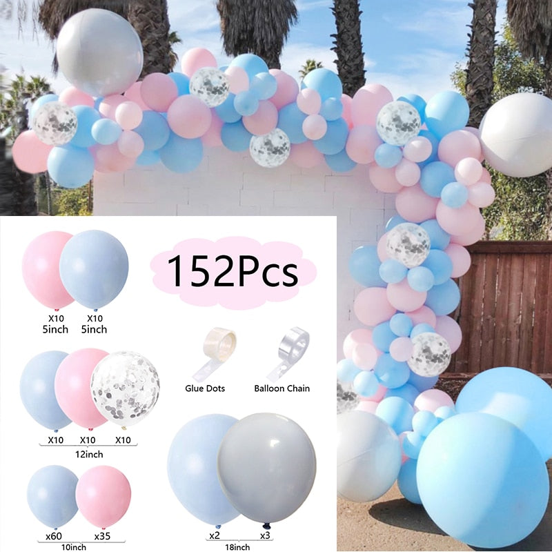 Balloon Arch Set Pink Blue White Confetti Garland Wedding Baby Baptism Shower Birthday Party Balloons Decoration Inflatable Decorations