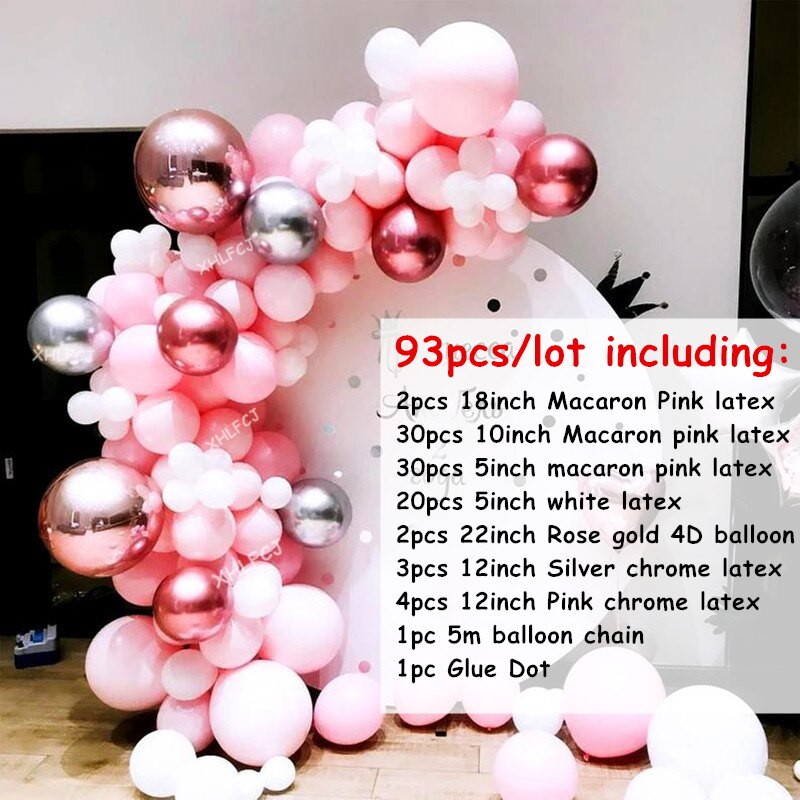 pcs/set Pastel Rose Gold Pink Balloon Garland Arch Kit Anniversary Birthday Party Decorations Balloons Adult Baby Shower Balao Inflatable