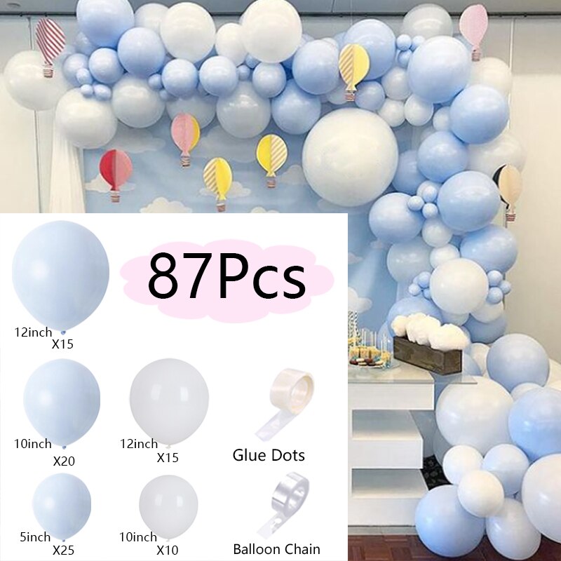 Balloons Arch Set White Blue Balloon Garland Birthday Party Wedding Kit Baby Baptism Shower Decoration Inflatable Decorations