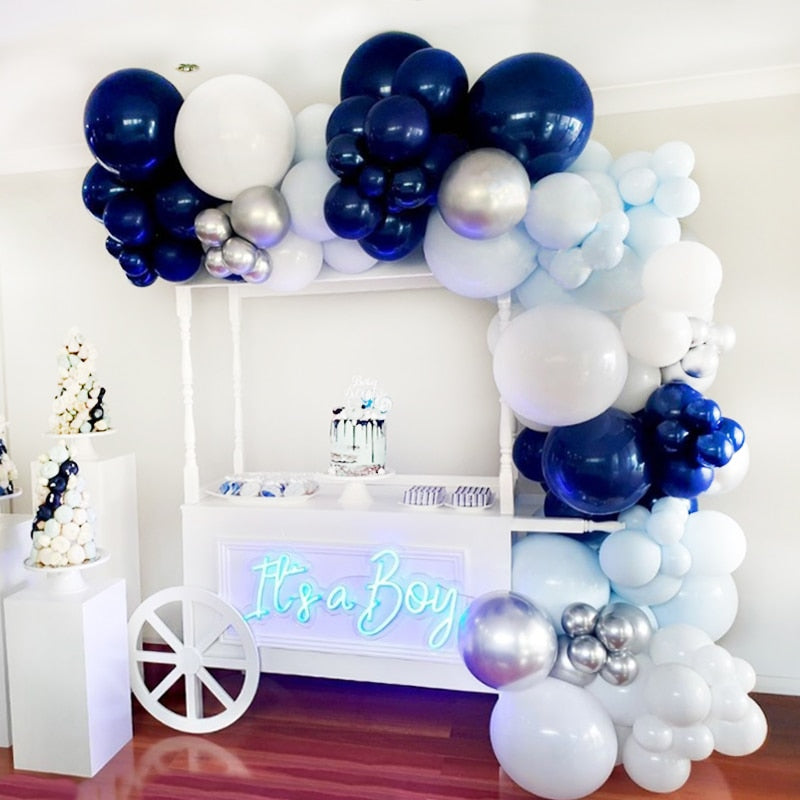 Macaron Balloons Arch Set Blue White Silver Balloon Garland Baby Baptism Shower Wedding Birthday Party Decoration Inflatable Decorations