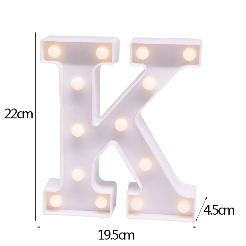 DIY LED Letter Numbers Night Light Wall Hanging Decoration Wedding Birthday Party Alphabet Digit Symbol Sign without Battery 