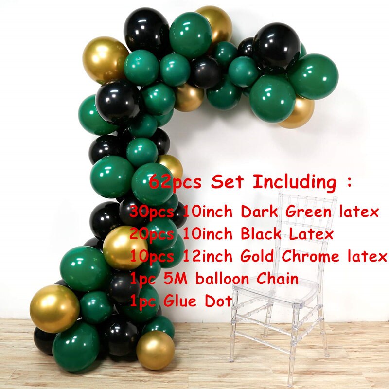 pcs/lot Dark Green latex Balloon Arch Kit Baby Wedding birthday Party Gold Chrome Black Latex Balloons Decor Kids Garland Gift Inflatable Decorations