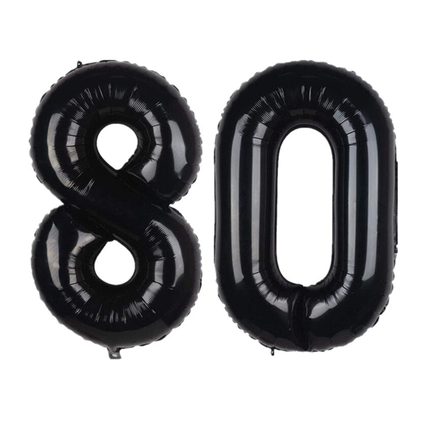 pcs inch Black Number Balloons Digit Foil Balloon Kids Adult Birthday Party Decorations Globos Anniversary Balaos 