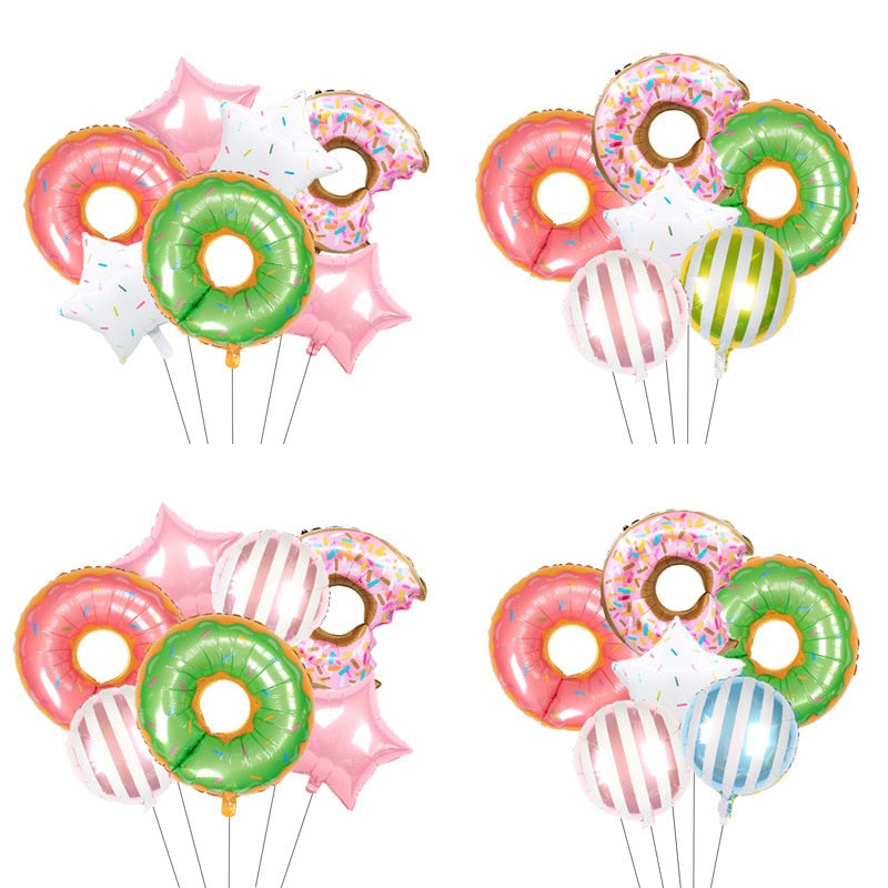 Donut Foil Balloon Set Girls Pink Green Blue Sweet Girl Theme Birthday Party Decoration Baby Shower Supplies 