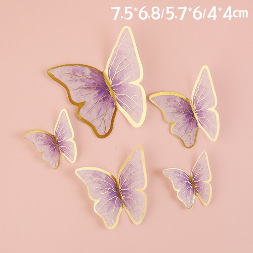 Butterflies Feathers Chiffon Moon Boat Girl Lace Flower Acrylic Cake Topper Happy Birthday Wedding Party Decoration Love Gift 