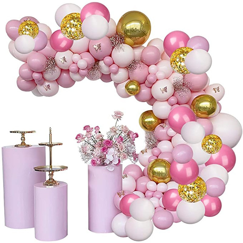 PCS Pink Party Decorations Latex Balloons Girls Birthday Baby Shower Wedding Supplies Confetti 