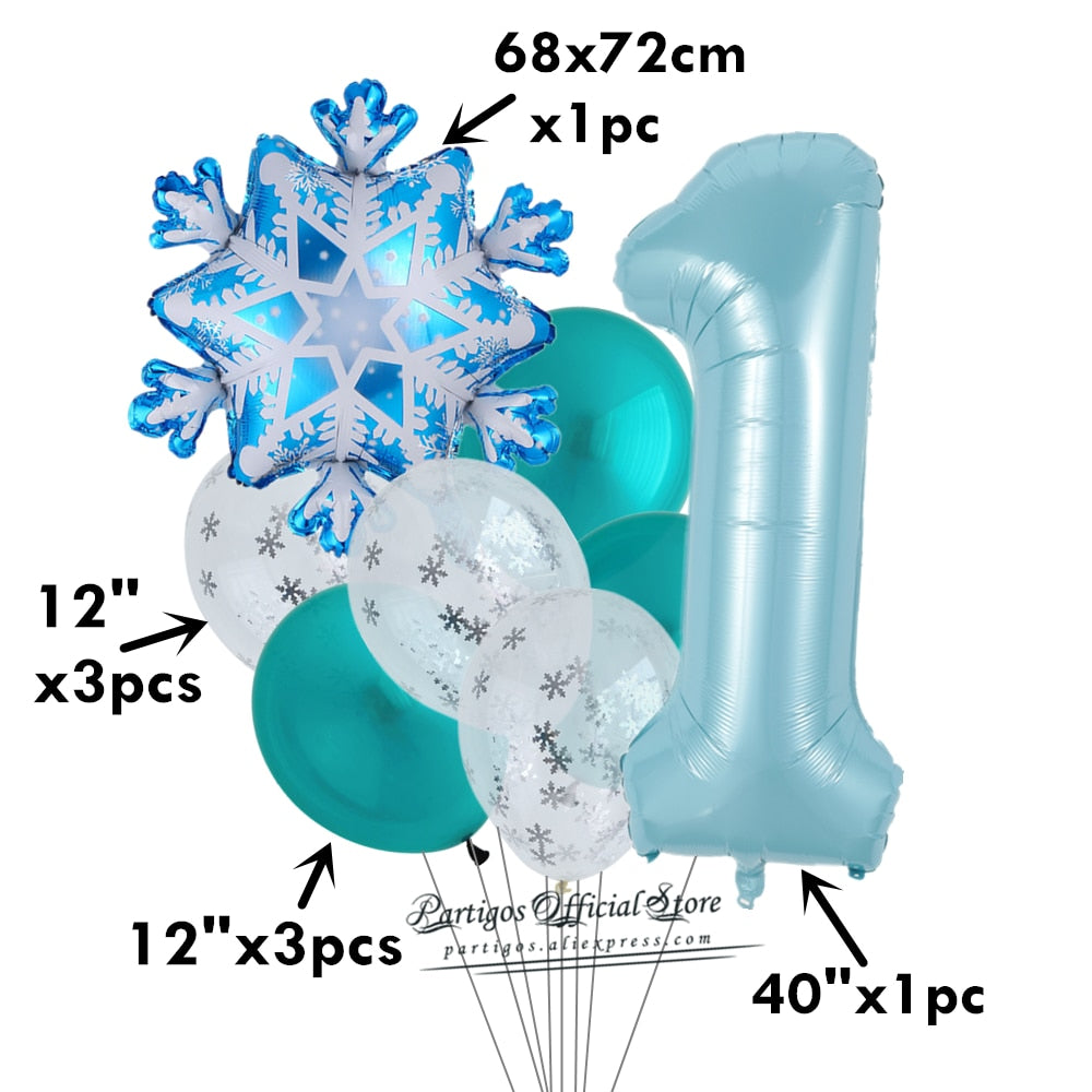 set Mix Snowflake Foil Balloons inch Ice blue number ballons Winter ice snow Party Birthday party Decoration Elsa Ballon 