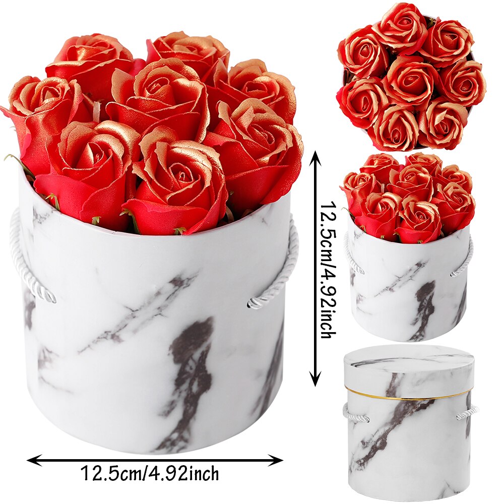 Pcs Scented Soap Rose Box Artificial Bouquet Decorative Valentines Day Gifts Bride Wedding Party Decorations Marble 