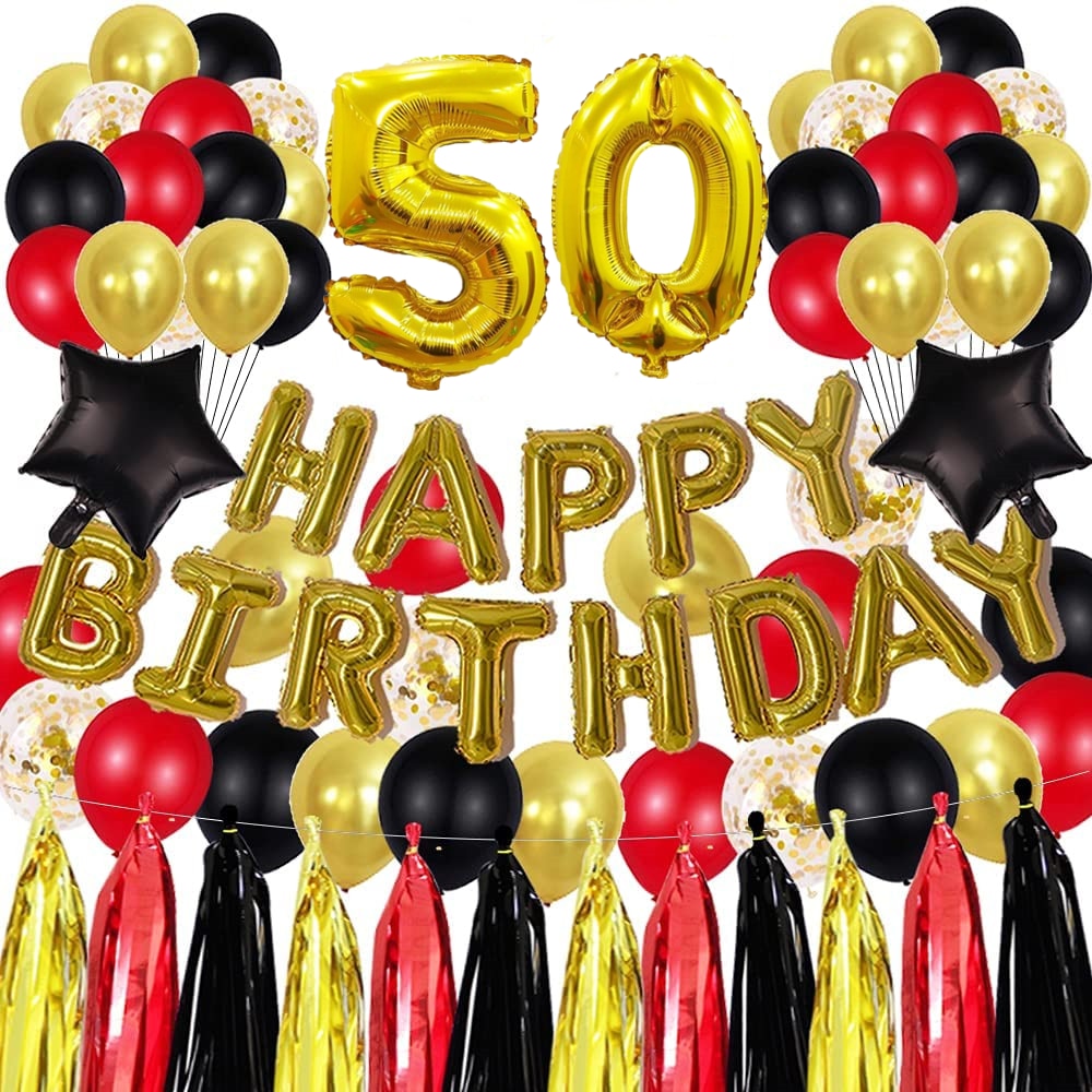 pcs Golden th Birthday Party Decorations inch Letter Balloons Banner Tassels Garland Number Latex Balloon Inflatable