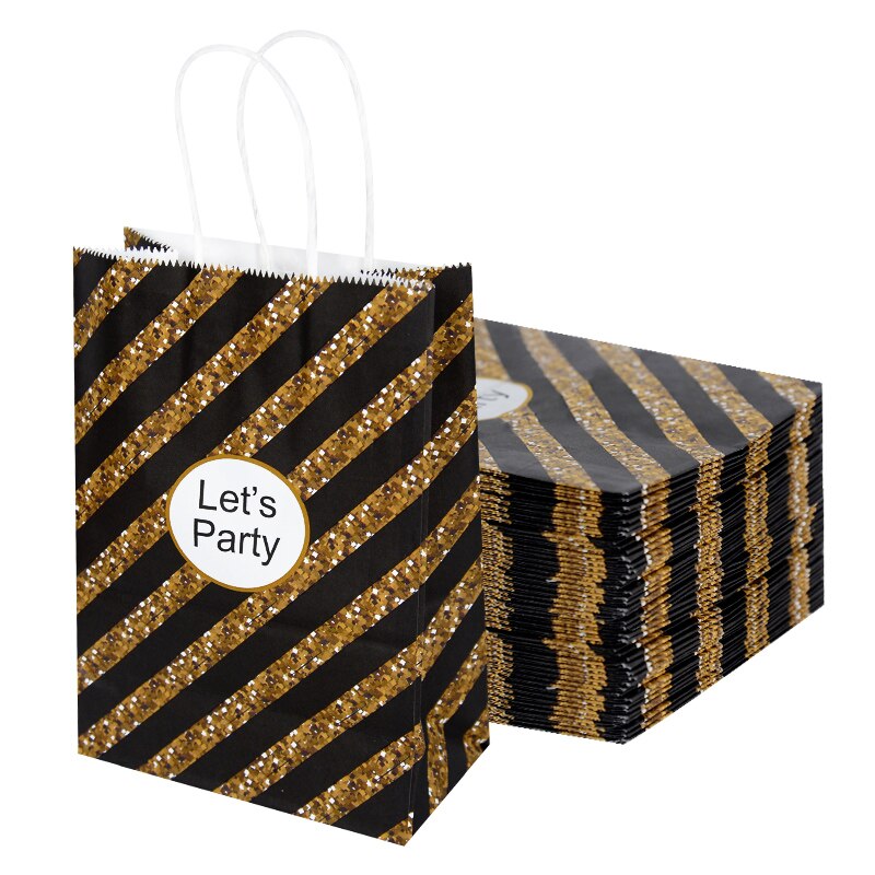 pcs Party Paper Bags Black Gold Pink Candy Gift Bag Handle Wedding Birthday Festival Favor Packaging 