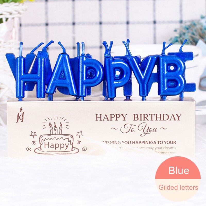 Set Champagne Happy Birthday Letter Cake Candles Topper Decor Party Supplies Candle DIY Home Number 