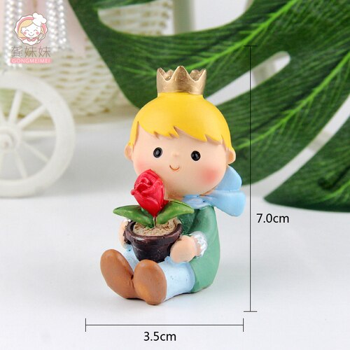 Cute Prince Resin Creative Crafts Cake Decorations Little Boy Model Standing Micro Landscape Flower Pots Decor Home Figurines 