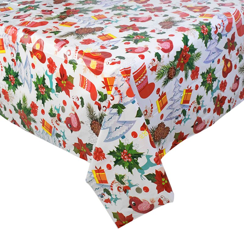 cm Christmas Tablecloth Disposable PVC Plastic Table Cloth Family Party Dinner Desk Decoration Cover Xmas Decor Home 