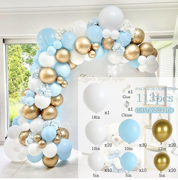 Blue Macaron Balloon Garland Arch Kit Birthday Party Decor Foil Latex Ballon Wedding Baby Shower Kids Baloon Inflatable Decorations