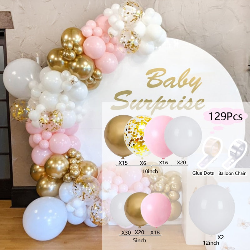 Balloon Arch Set Pink Blue White Confetti Garland Wedding Baby Baptism Shower Birthday Party Balloons Decoration Inflatable Decorations